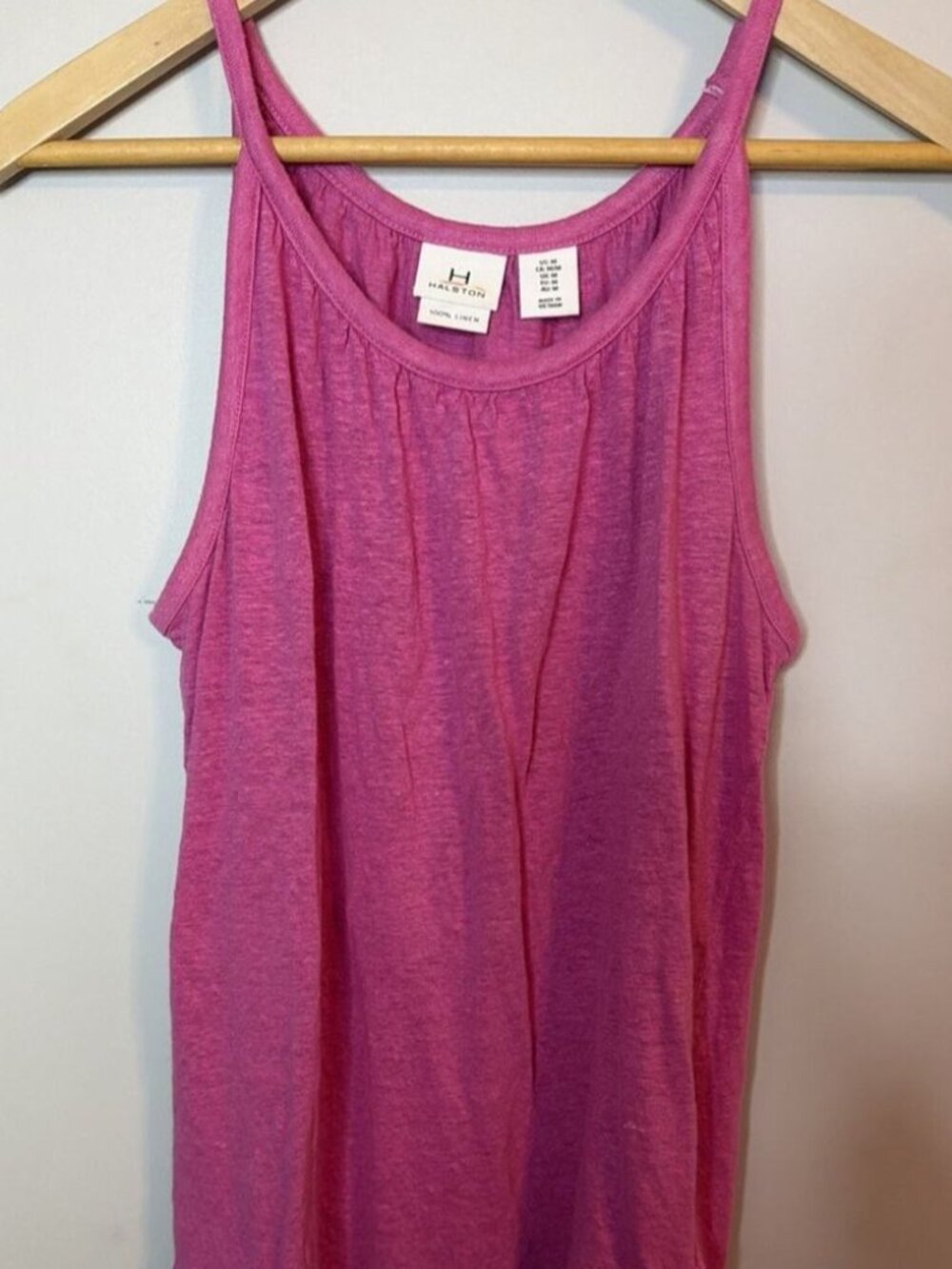 Womens M 100% Linen Tank Top Fuchsia Pink Sleeveless Lightweight Flowy